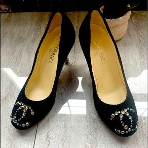 Tweed Crystal Cork CC Pumps
